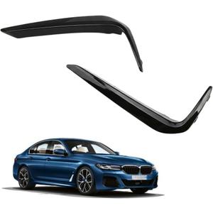 Replacement for BMW 5 Series G30 G38 M-Sport 2018-2020 Front Bumper Cover, 51118070541 51118070542 Fog Light Eyelid Strip Trim & Side Grille Surround, Left & Right Pair, Glossy Black, Pack of 2