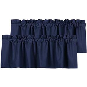 Valea Home Blackout Valance Curtains Waterproof Soft Rod Pocket Valance for Kitchen and Bathroom Window Room Darkening Valances for Bedroom, 1 Panels, 52 inch x 18 inch, Navy Blue