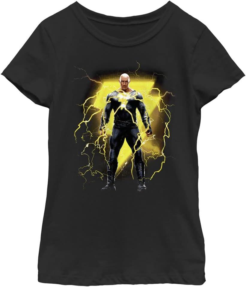 DC Comics Adam Back in Black Girls Short Sleeve Tee Shirt (Medium)