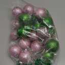 24 Pcs Pink and Green Christmas Decor Ball Baubles Ornaments for Christmas Tree 2.4 Inch Glitter Pink and Green Ornaments Hanging for Holiday Wedding Party Decorations