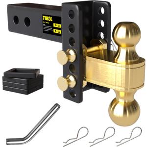 TIROL 2.5" Adjustable Trailer Hitch - 2 1/2 Receiver Hitch, 4" Drop/Rise, 2'' & 2-5/16'' Ball Hitches Max 25000 Lbs Heavy Duty Towing Ball Mount, RVs, Campers, Boat Trailers