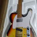 6-String 3-Tone Sunburst Vintage Electric Guitar, Alder Body, Roasted Maple Neck, Rounded Frets, Vintage Tuners, Full Size Professional Electric Guitar for Adults with Coil Tap Switch