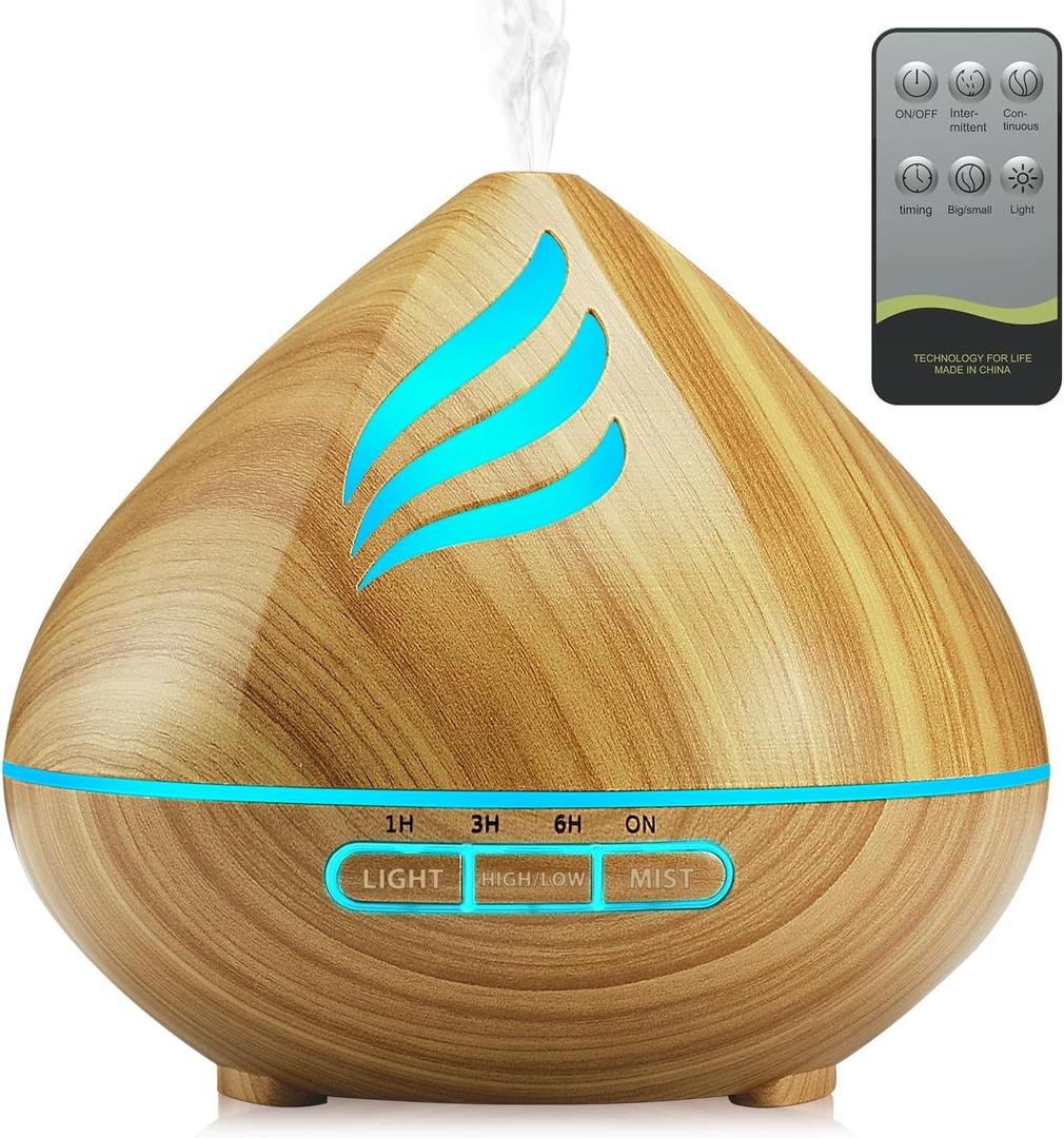 Professional Grade 500ML Essential Oil Diffuser, Aromatherapy Experience with 14 Color Lights, Multiple Timer Options, Diffusion Technology and Waterless Auto-Off System