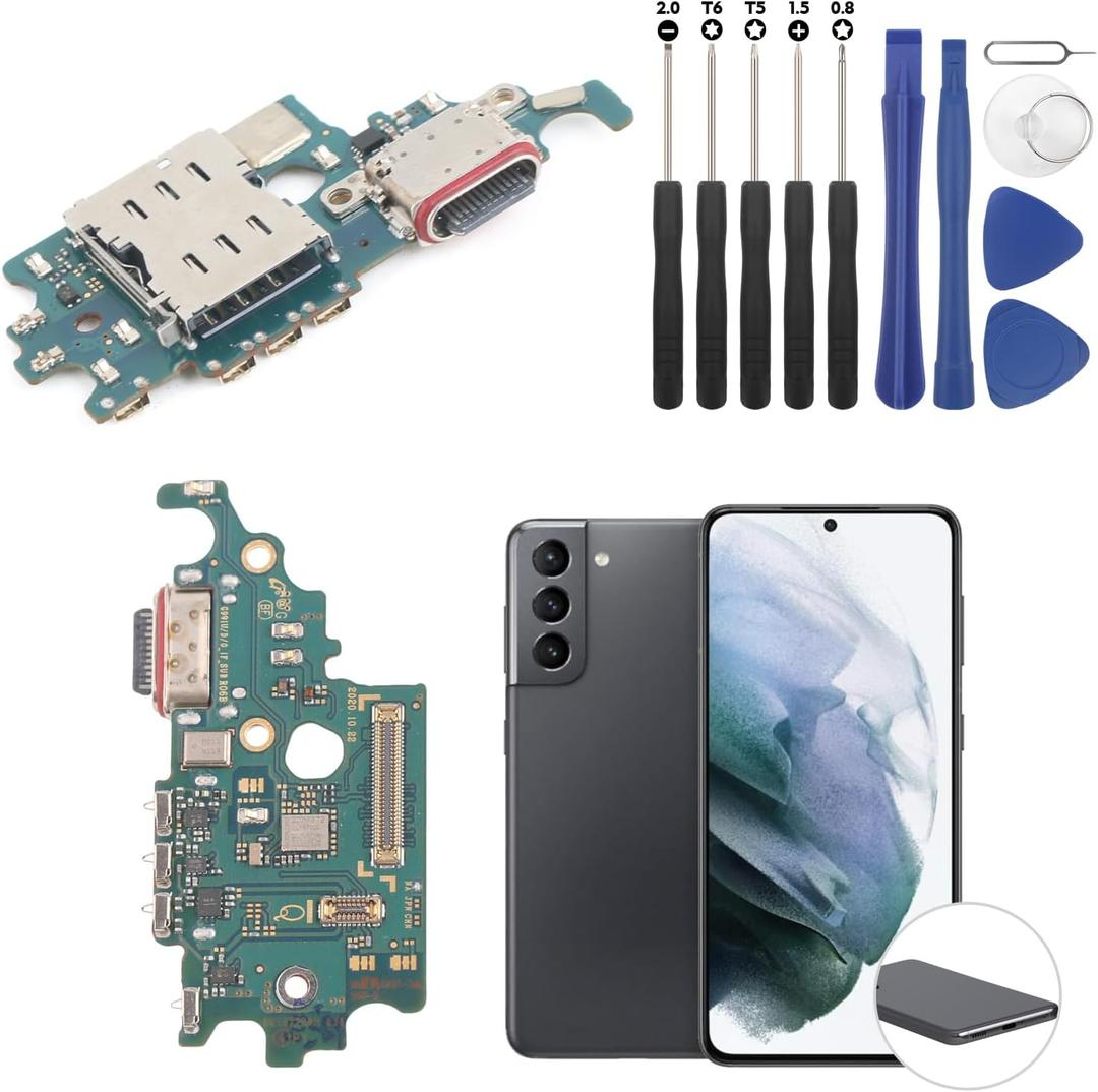 Dock Connector for Samsung Galaxy S21 5G Charging Port Flex Cable Replacement for Samsung S21 5G G991U/G991W USB Charger Dock Board Connector with Tools (Black)