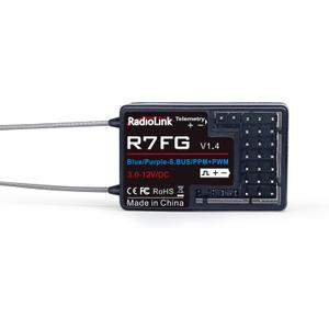 Radiolink R7FG 7 Channels RC Gyro Receiver, Voltage Telemetry Long Range Control, Water-Splash Proof for RC Crawler Drifting Car, Boat, Works for 2.4Gh Radio Controller RC8X/RC4GS V3/RC6GS V3/T8S/T8FB