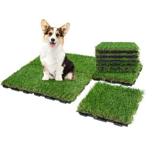 XLX TURF Interlocking Fake Grass Tiles for Dogs Potty Training- 12" x 12" Pet Artificial Grass Squares with Drainage, 6 Pack