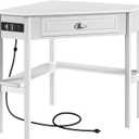 Yaheetech L Shaped Corner Computer Desk with Power Outlets, Reversible Triangle Workstation with USB Ports and Hook for Small Space, Modern Home Office Desk Gaming Table with Drawer & Shelf, White (Large)