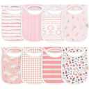 KeaBabies 8-Pack Bibs for Baby Girl, Boy - Pullover Large Baby Bibs for Drooling and Teething Infant, Newborn,Soft & Absorbent Organic Cotton,Long Torso Coverage Keep Toddler Clean & Dry(Sweet Charm)