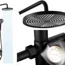 Outdoor Shower, 3 Functions Outdoor Shower Fixture SUS304 Stainless Steel Rain Shower Kit Faucet High Pressure Wall Mount 10 Inch Showerhead and Handheld Spray Combo,Single Handle, Matte Black
