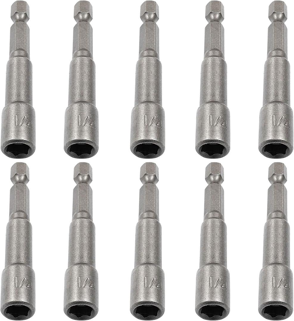 Litoexpe 10 Pcs 1/4 Inch Hex Magnetic Power Hex Nut Driver Magnetic Extension Socket Drill Bit Set, Quick Change Socket Nut Impact Driver for Electric Drill