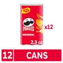 Pringles Potato Crisps Chips, Lunch Snacks, Office and Kids Snacks, Grab N' Go, Original (12 Cans) (EXP 06/15/27)
