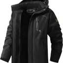Men's Ski Jacket Warm Winter Snow Coat Waterproof Mountain Windbreaker Snowboarding Jacket Hooded for Hiking Travel (X-Large, Black)