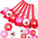 24 Pack Valentine's Day Spoon Relay Race Toy Set , Heart Ball and Spoon Race Game for Indoor Outdoor Office Party Supplies Favors(Red,Angel)