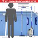 Poolvio Swimming Pool Cleaning Kit, 14'' Brush Head & 50'' Telescopic Aluminum Pole with Fine Mesh Skimmer Net - Perfect for Above Ground Pools, Spas, Hot Tub Fountains Blue (PK0140)