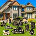 Large 2025 Graduation Yard Signs Class of 2025 Congrats Grad Lawn Yard Decor DIY Name Yard Sign with Stakes for Senior College School Grad Party Outdoor Garden Decorations, Black and Gold