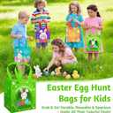 STARSIDE 8 Pack Easter Egg Hunt Bags with Handles for Kids - Reusable Non-Woven Cute Bunny Chick Carrot Tote Bags for Gift Wrapping, Easter Treats, Goodie Bags & Party Favors (7.09x5.91x7.87 Inches)