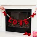 WDS WONDROUS 50 Inch Valentine Felt Garland with Red Love Letters, Pom Pom Hearts Banner for Wedding Party Decor, Romantic Hanging Decoration for Home Anniversary Celebration