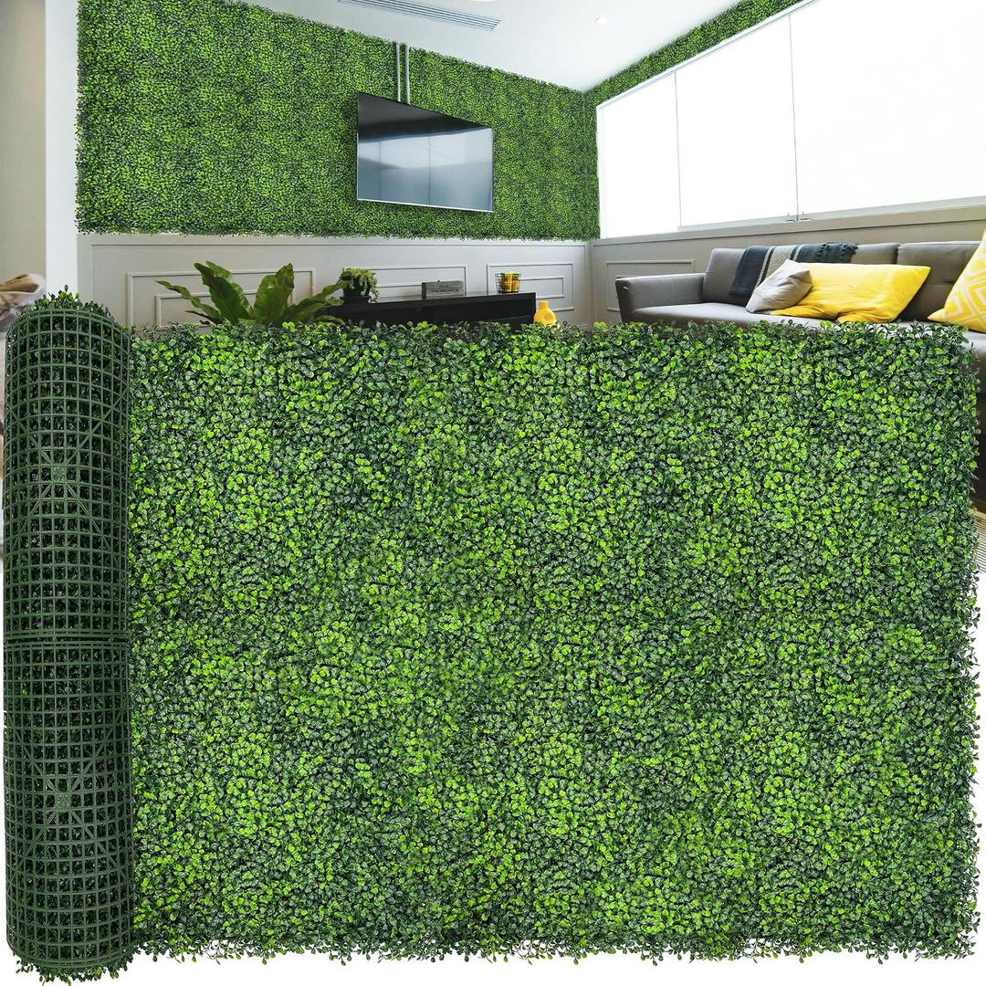 Artificial Ivy Privacy Fence Screen: 120"x 40" (33.5 SQFT) UV-Anti Faux Boxwood Roll Grass Wall Panels for Patio Balcony Privacy, Garden, Backyard Greenery Wall Backdrop Decor