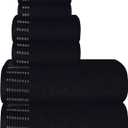 Ultra Soft 6 Pack Cotton Towel Set, Contains 2 Bath Towels 28x55 inch, 2 Hand Towels 16x24 inch & 2 Wash Coths 12x12 inch, Ideal Everyday use, Compact & Lightweight - Black