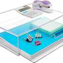 STORi STAX Plastic Stackable Organizer Drawer in Clear | 12.5-inches Wide | Organize Office Desk Accessories and Sort Letter-Size Paper | Made in USA (Open 1pk)