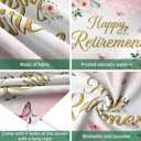 Blush Pink Floral Retirement Banner Watercolor Floral Gold Dots Photography Backdrop Elegant Women Happy Retirement Party Decorations Photo Booth Props (6x3.6ft)