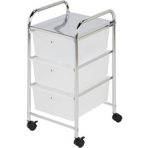 Honey-Can-Do 3-Drawer Plastic Storage Cart on Wheels, Silver