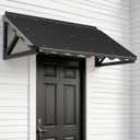 Awning for Door Entrance, 52.7" x 29" Polycarbonate Door/Window Awning Exterior with Fixed Triangular Steel Frame, Metal Canopy for Porch, Patio, Balconies, All-Weather, Rain/Snow Protection