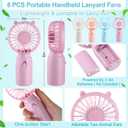 Glooglitter 8 Pcs Mini Portable Fans Bulk Handheld Battery Operated Fan with Lanyard, Cooling Lightweight Pocket Personal Fans for Wedding Birthday Summer Outdoor Use (White Blue Pink Purple)