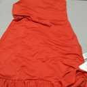 Womens Square Neck Spaghetti Strap Sleeveless Bodycon Cami Dresses Ruffle Hem Ruched Backless Sexy Mini Dresses (Red, L)