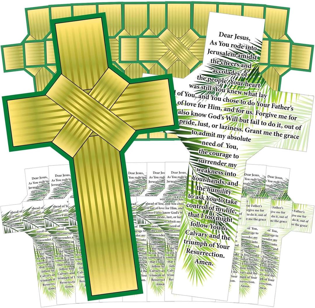 150 Pcs 6 Inch Easter Religious Cross Bookmark Palm Leaf Prayer Bible Verse Cross Bookmark Christian Scripture Inspirational for Palm Sunday Women Men Office Reading Gifts