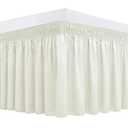 Biscaynebay Wrap Around Bed Skirts for Queen Beds 19" Long Drop, Ivory Adjustable Elastic Dust Ruffles Easy Fit Wrinkle & Fade Resistant Silky Luxurious Fabric Solid Machine Washable