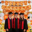 baotongle 2026 Graduation Decorations Themed Set Congrats Grad Backdrop Balloons Banner and Streamers Hanging Swirls Kit for Party Supplies High School College Celebrations(Orange)