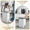 Small Bathroom Trash Can with Lid Soft Close, 10 Liter/2.6 Gallon Slim Garbage Can-Metal Step and Press top Lid, Mini Modern Waste Basket for Toilet, Office, Bedroom,Dorm,Grayish-White