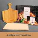 Pizza Stone Pan and Wooden Pizza Paddle - 15x11.8x0.6 inch - Cordiete Bread Beaking Stone w/Pizza Peel - Suitable for Oven & Grill