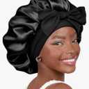 YANIBEST Silk Bonnet for Sleeping Women Adjustable Double Layer Satin Bonnet Reduce Friction Prevent Frizz Natural Curly Hair Large