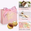 100 Pack Small Thank You Gift Bags, 4.5x1.8x3.9in Party Favor Bags Boxes with Bow Ribbon, Small Paper Gift Bags with Gold Foil Printed, Mini Candy Treat Bags for Birthday Wedding Party Holiday