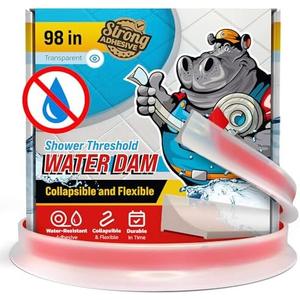 Shower Threshold Water Dam Barrier 98" - Transparent Collapsible Shower Water Blocker - Guard for Walk in Shower - Water Guard Stopper for Floor - Shower Door Water Blocker by Hippo Dam