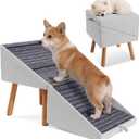 Dog ramp for Small Dogs, 2-in-1 Pet Steps & Ottoman - Foldable Dog ramp for Couch, Non-Slip Wooden Pet ramp for Puppy Senior Injured Dogs (Light Grey, XL(17.13H))