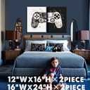 Framed Gamepad Canvas Wall Art Video Game Themed Pictures Painting Artwork Gaming Black and White Boys Game Room Decor Posters prints Wall Art Gifts for boys and men Game lovers Wall, 16Wx24H2piece