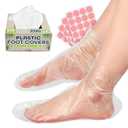 200 Pcs Plastic Foot Covers for Feet  Leak-Proof, Ribbed Anti-Slip Design with 200 Stickers for Secure Fit  Plastic Foot Bags for Moisturizing, Hydration, Home Use, Spa, Pedicure, Paraffin Wax Bags (11.8x6.7x1.1 Inch (Pack of 200))