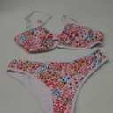 Fanuerg Women's Triangle Bikini Sets O Ring Linked Two Piece Swimsuits Floral Printed Cheeky Bathing Suit, Size Small