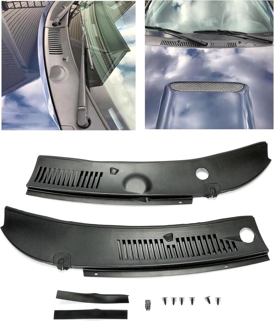HECASA Windshield Wiper Cowl Vent Grille Cover Panels Hood Compatible with 1999-2004 Ford Mustang Replacement for 3R3Z 6302228 AAA/3R3Z6302228AAA/FO1270102 Driver & Passenger Side