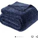 BATTILO HOME Navy Throw Blanket for Couch, Dark Blue Throw Blankets for Sofa, Chair, Living Room, Chenille Knit Throw Blankets for Bed Living Room Home Decor, 51"x67"