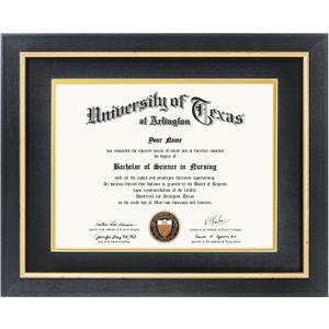 GMFrames 8.5x11 Wood Diploma Frame with Black Mat or Display 11x14 Certificates without Mat,Tempered Glass,Rustic Black Finish with Gold Trim