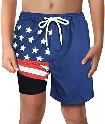 LUCOWEE Boys Swim Trunks with Compression Liner Comfortable Anti-Chafe Swimming Shorts Stretchy UPF Quick Dry Size 3T-20, Large