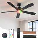 Linkind Matter 52" Smart Ceiling Fan with Lights and Remote, Black