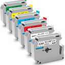 6-Pack M 12mm 0.47" Label Tape Compatible for Brother M-K231 M-K131 M-K431 M-K531 M-K631 M-K731 P Touch 12mm Color Label Tape for PT45 PTM95 PT65 PT70 PT90, White/Clear/Red/Blue/Yellow/Green