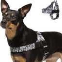 Dog Friendly Co. Dog Harness | Chafe Resistant Webbing, Adjustable Neck & Chest, and Heavy Duty D-Ring | Sturdy, Comfortable, Easy to Use | Grey Camo, Size M