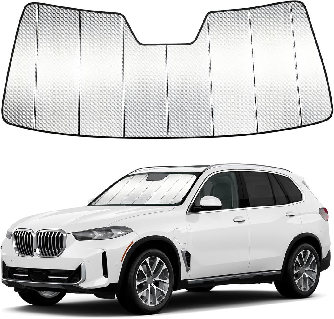 Windshield Sun Shade Custom Fit for BMW X5 2019-2026, Accordion Folding Thick Window Sunshade Block Heat 99% UV Rays Sun Visor Keep Cooler Car Accessories