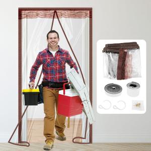 Dust Barrier, Plastic Zipper Magnetic Door Dust Protection Kit, Construction Door Cover with Zipper for Kitchen, Bathroom, Hallway Remodel, House Renovations, Fit Standard Doorway 4'W x 7.5'H